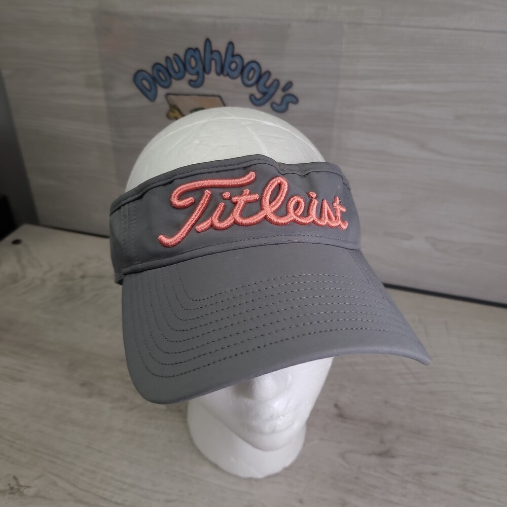 Titleist Golf Visor Hat Gray Pink Embroidered Pro V1 FJ FootJoy Preowned Used